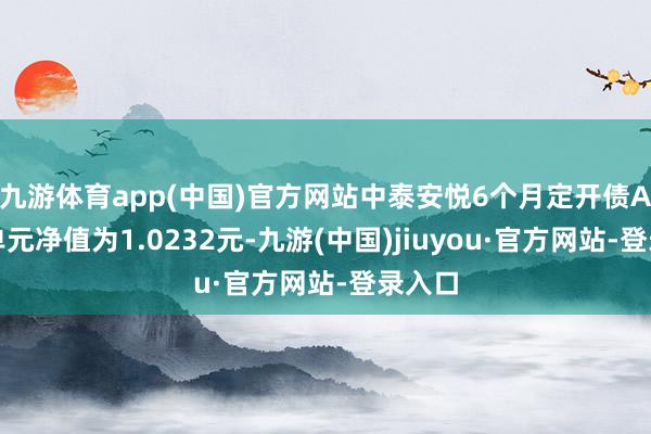 九游体育app(中国)官方网站中泰安悦6个月定开债A最新单元净值为1.0232元-九游(中国)jiuyou·官方网站-登录入口